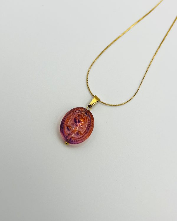 Red Glass Charm Pendant Necklace - Image 3