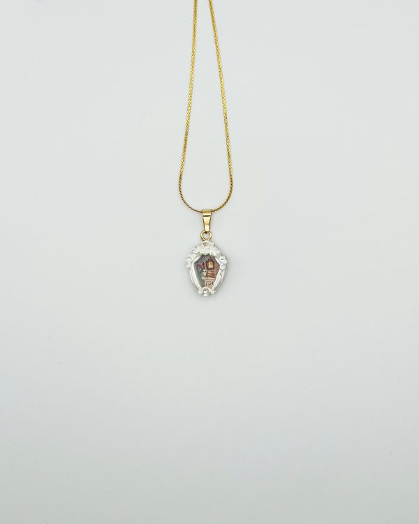 White Hand Painted Frame Pendant Necklace