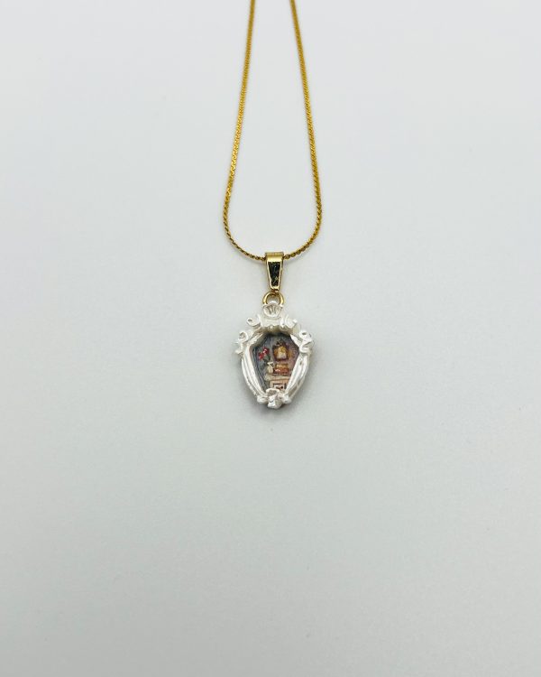 White Hand Painted Frame Pendant Necklace - Image 2