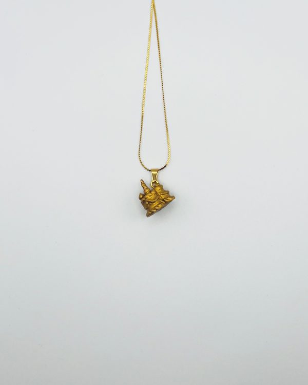 Gold Metal Clay Charm Pendant Necklace